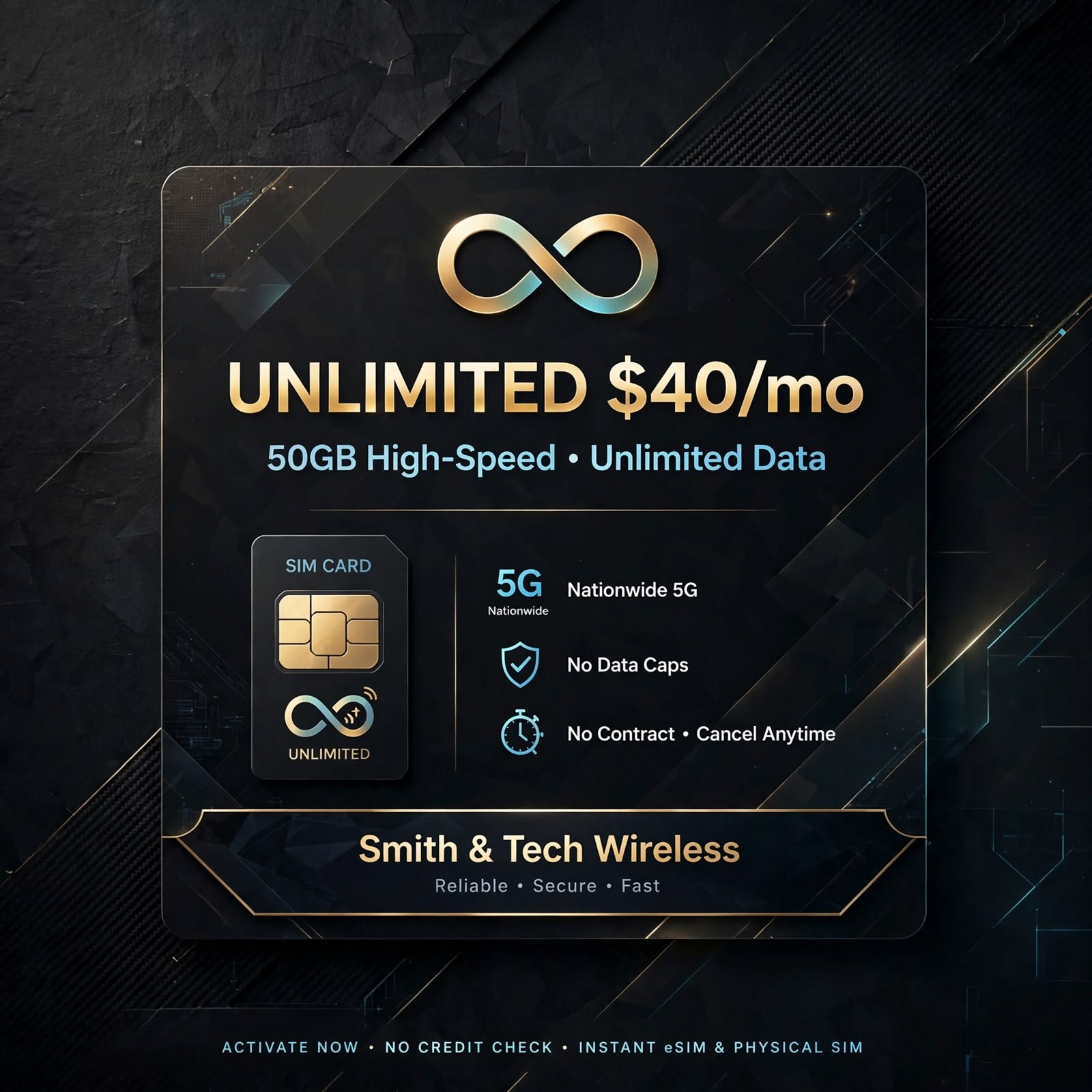 Unlimited Wireless - $40/mo